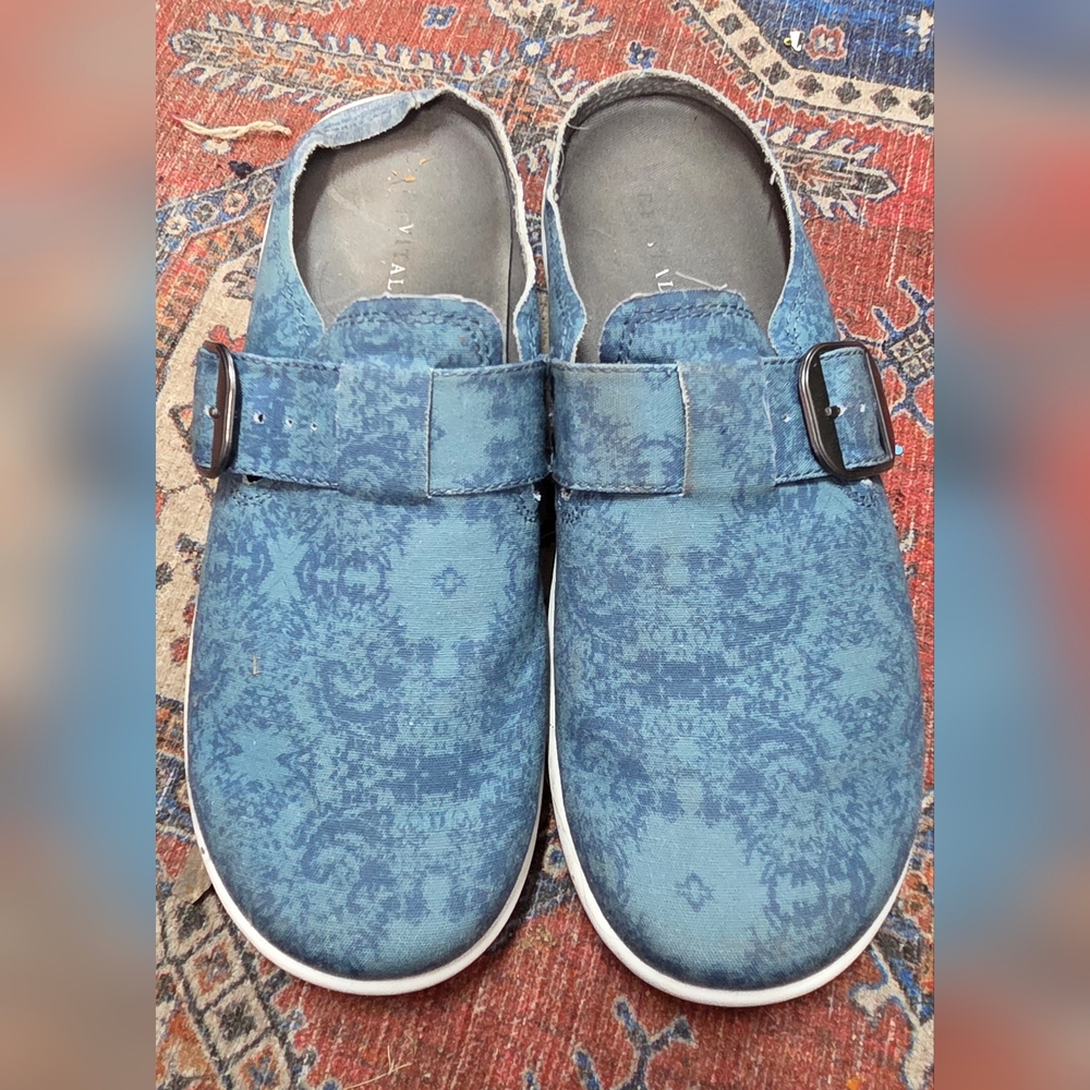 REVITALIGN Blue Patterned Mules - image 1